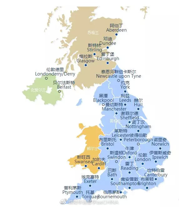 英国地理位置图英文图片